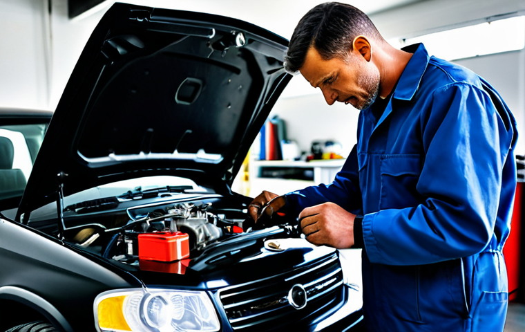 **
"A skilled mechanic, fully clothed in appropriate work attire, carefully inspecting an engine in a well-lit garage. Tools are neatly arranged in the background. Perfect anatomy, correct proportions, safe for work, appropriate content, professional, family-friendly, high-quality rendering."
**